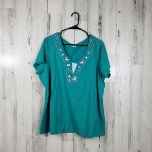 basic editions teal short sleeve tshirt women's plus size 1X